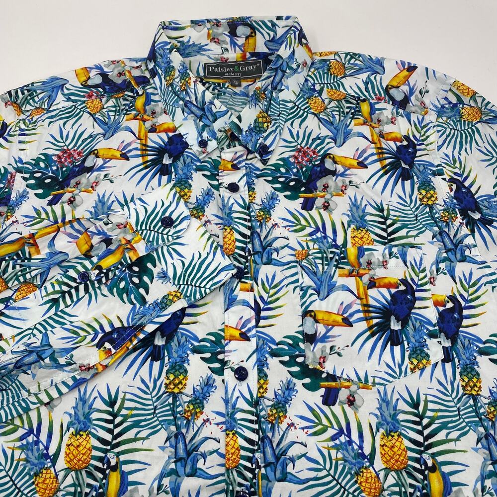 Paisley & Gray Boys XL‎ Slim Fit Tropical Pattern Long Sleeve Button Down Shirt